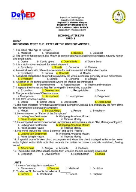 FREE DOWNLOAD SECOND QUARTER EXAM in .